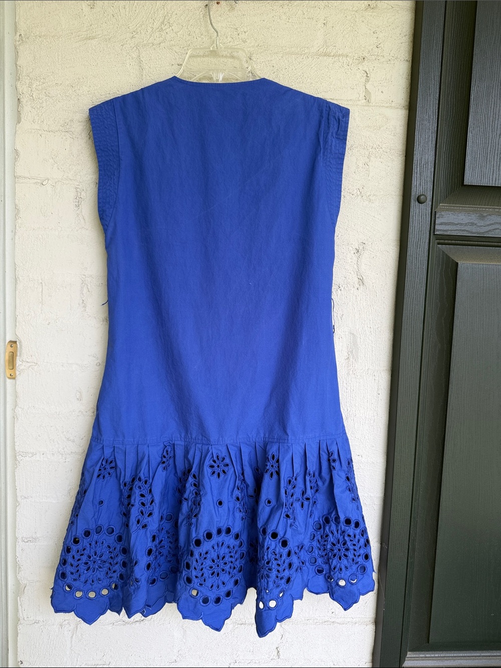 Derek Lam 10 Crosby Cobalt Blue Cotton Poplin Eyelet Hem Sleeveless Dress Sz 00 - Picture 8 of 14
